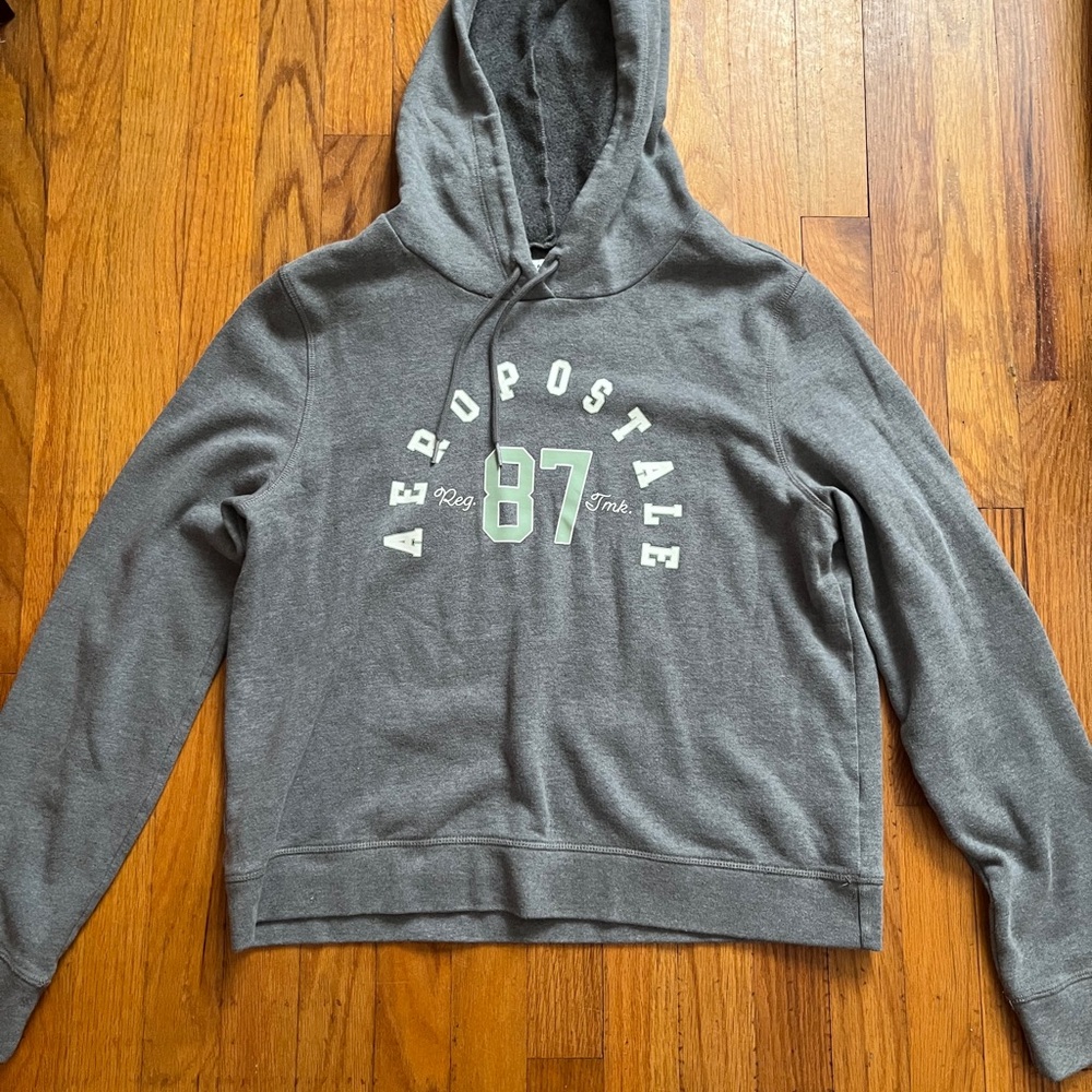 Aeropostale Charcoal Hoodie with Mint Accents
